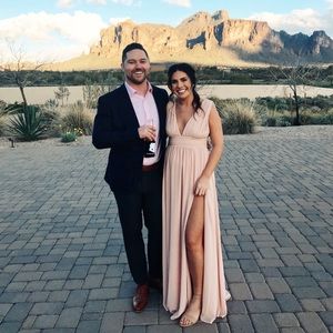 Lulu’s Heavenly Hues Blush Maxi Dress. Size M